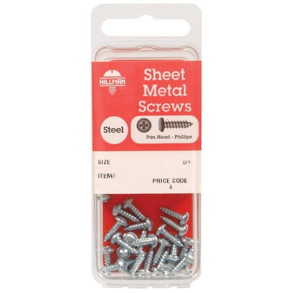 Hillman Sheet Metal Screw, #6 x 1 in, Zinc Plated Steel Pan Head Phillips Drive, 10 PK 5424 - main